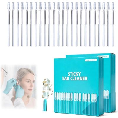 2026 New Reusable Sticky Ear Cleaner with Soft Rubber Head,Upgrade Enhanced Sticky Ear Cleaning Stick,Universal Gentle Adult Spiral Ear Wax Remover Tool with Dust Cover Packaging. (#48PCS)