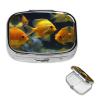Square Round Pill Case Fish Swimming in Aquarium Pill Box Daily 2 Compartment Travel Pill Container for Pocket Purse Portable Medicine Cod Liver Oil Storage Box 2 Times a Day Pill Organizer view 2