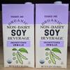 Trader Joe Organic Non-Dairy SOY Beverage Unsweetened Vanilla 32fl oz 946ml (Two Cartons) view 1