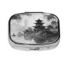 Square Round Pill Case Temple Near Water Pill Box Daily 2 Compartment Travel Pill Container for Pocket Purse Portable Medicine Cod Liver Oil Storage Box 2 Times a Day Pill Organizer view 1