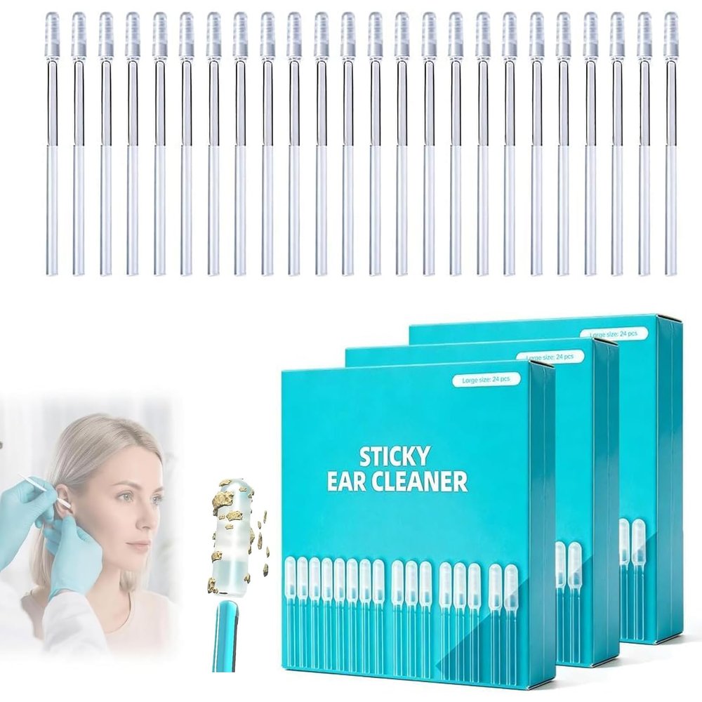 2026 New Reusable Sticky Ear Cleaner with Soft Rubber Head,Upgrade Enhanced Sticky Ear Cleaning Stick,Universal Gentle Adult Spiral Ear Wax Remover Tool with Dust Cover Packaging. (#72PCS)
