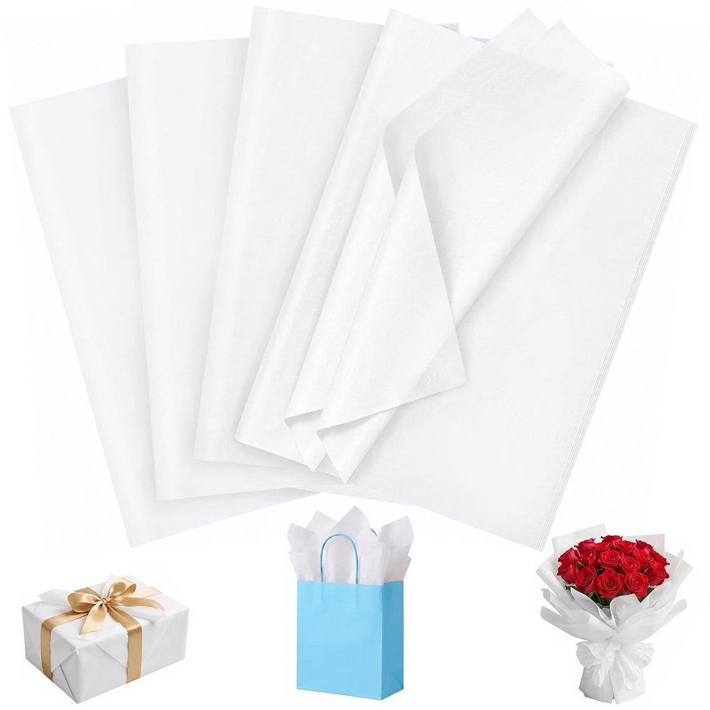 White Tissue Paper for Gift Bags, 100 Sheets 14 x 20 Bulk Gift Wrapping Tissue Paper,Easy to Use for Gifts Packaging, DIY Crafts Party Holidays Decorations