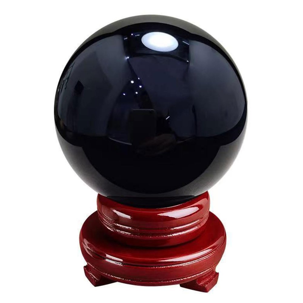 Zccrroke Natural Black Obsidian Sphere Healing Crystal Ball with Stand for Reiki, Meditation, Feng Shui, Home & Office Table Decor Gemstone Specimen,80mm