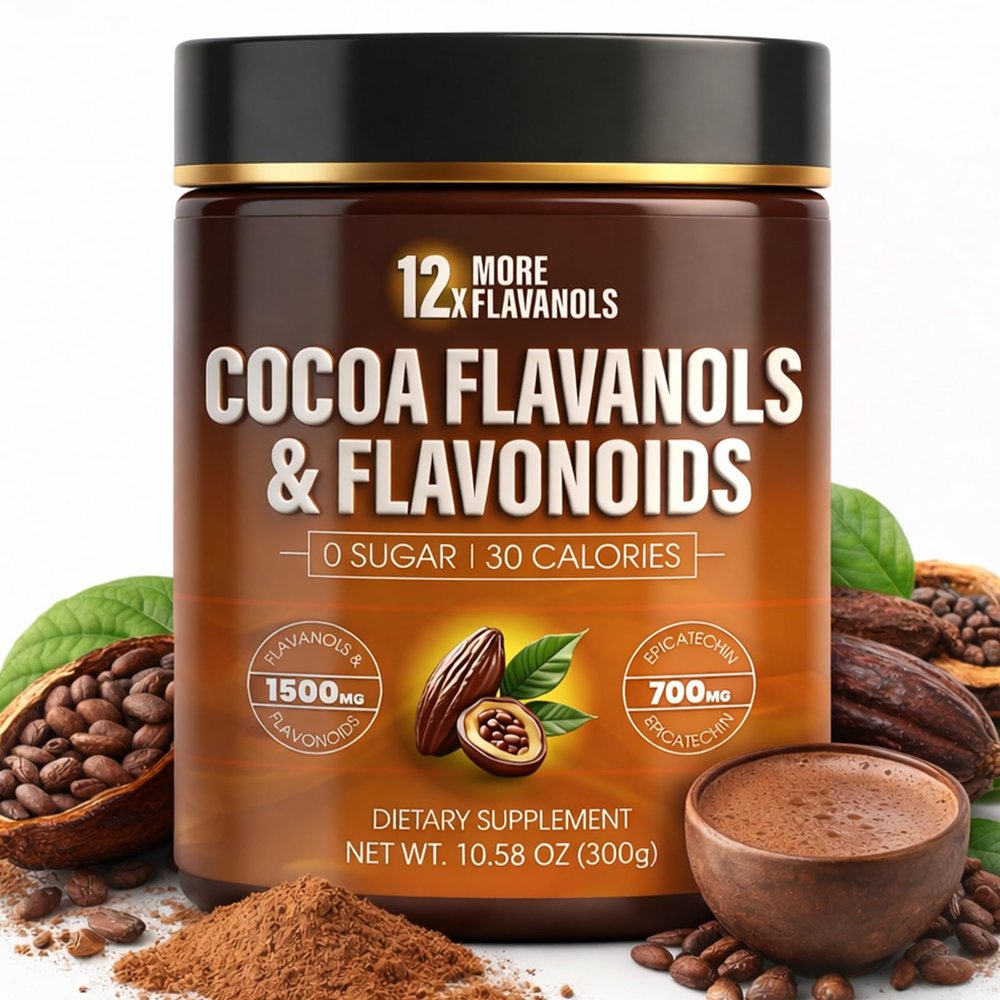 High Flavanol Cocoa Powder Flavanols with Naturally Occurring Epicatechin, Antioxidant Support for Circulation, Energy & Daily Wellness, Non-Alkalized Cocoa (1)