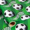 Merture Green Striped Soccer Wrapping Paper Roll - 17 In X 16.4 Ft(23.3 sqft) - Boys Wrapping Paper for Birthday, GameDay Party with Soccer Ball, Champion Mode Sport Style view 1