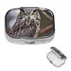 Square Round Pill Case Eastern owl Pill Box Daily 2 Compartment Travel Pill Container for Pocket Purse Portable Medicine Cod Liver Oil Storage Box 2 Times a Day Pill Organizer view 2