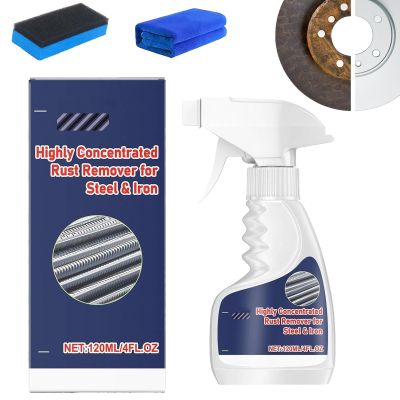 Rust Remover Spray for Metal, Heavy Duty Rust Removal Spray, 4 Fl Oz Highly Concentrated Rust Remover for Steel & Iron, Remover De Spray for Metal, Tools, Stainless Steel, Automotive Part