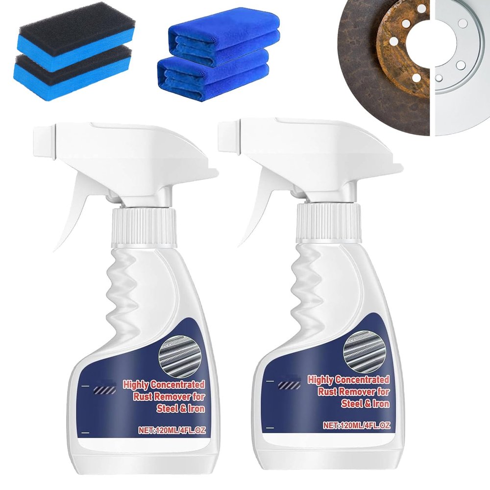 Rust Remover Spray for Metal, Heavy Duty Rust Removal Spray, 4 Fl Oz Highly Concentrated Rust Remover for Steel & Iron, Remover De Spray for Metal, Tools, Stainless Steel, Automotive Part