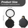 10x Pocket Magnifying Glass, 2 Pcs Mini Folding Loupe with Case, Portable Handheld Magnifier for Reading, Inspection, Hobbies, Newspapers & Books - Black view 3