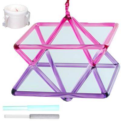 JHNKOJ Quartz Crystal Singing Pyramid Pink-Purple Bicolor Mokaba Merkaba, Perfect Chakra Healing Musical Instrument, with Two Types Striker,5 Inch+Bag