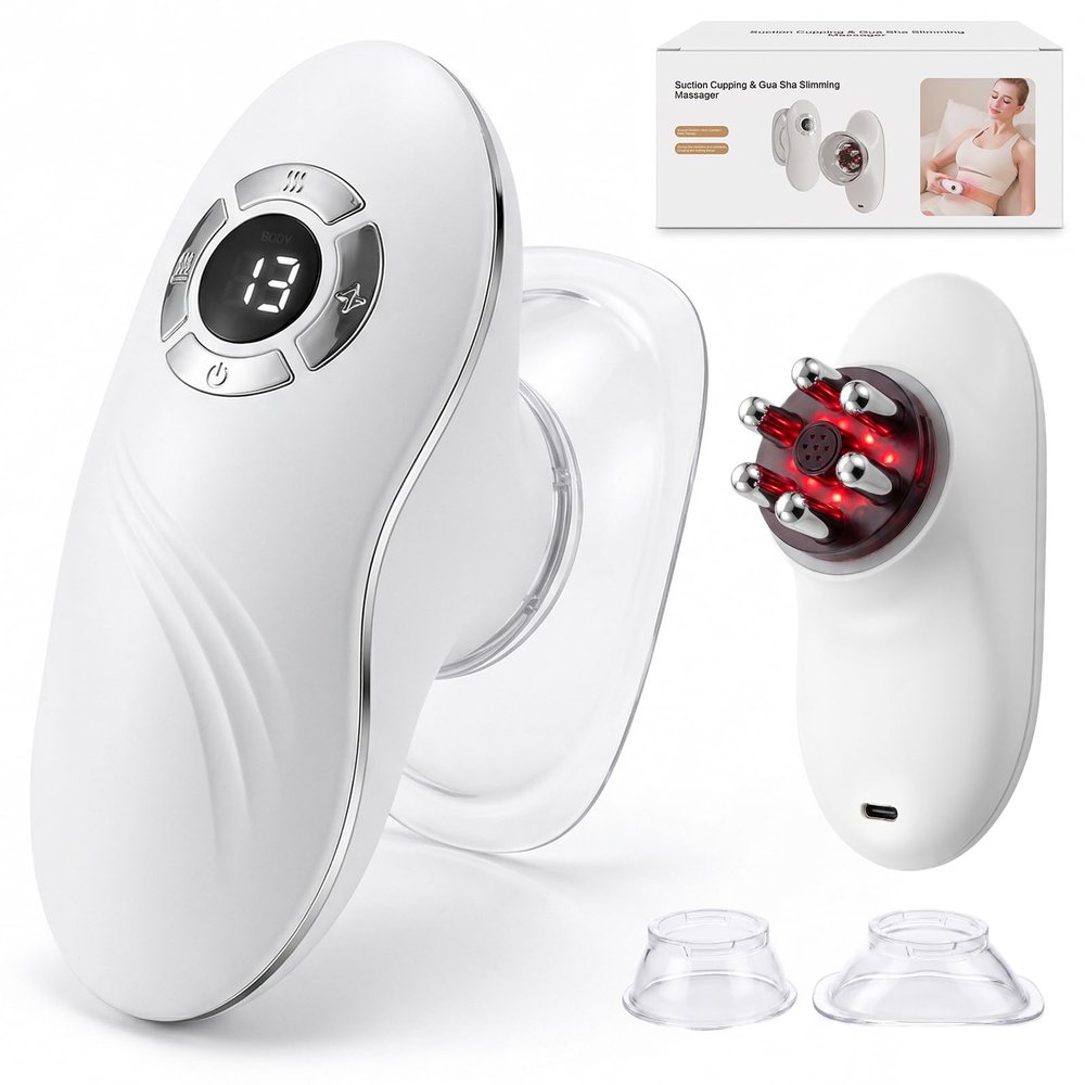 Poeruo 5-in-1 Face & Body Sculpting Machine, Gua Sha & Vacuum Cupping Massager, Lymphatic Drainage, Anti-Cellulite & Skin Firming Care for Belly, Arms, Legs, Waist & Back