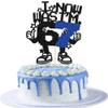 Ephlyn 1Pc I WAS 6 NOW I'M 7 Cake Topper Glitter Block 6 7 Birthday Decorations Cake Decor for Boy Girl 7 Years Old 67 Happy Birthday Party Supllies Dark Blue view 1