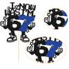 Ephlyn 1Pc I WAS 6 NOW I'M 7 Cake Topper Glitter Block 6 7 Birthday Decorations Cake Decor for Boy Girl 7 Years Old 67 Happy Birthday Party Supllies Dark Blue view 3
