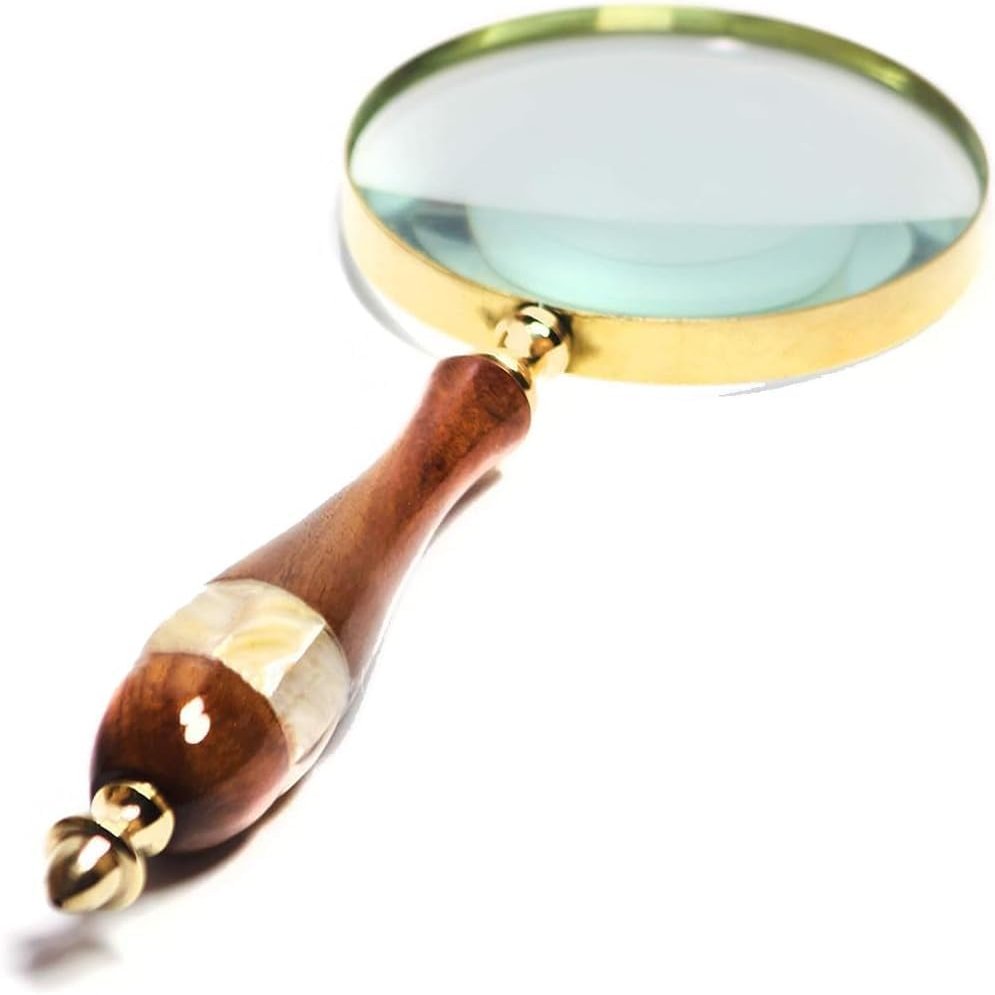 10x Antique Magnifying Glass with Handcrafted Wooden Handle - Perfect for Reading, Inspection & Hobby Use for Kids and Adults | Elegant Seap Design