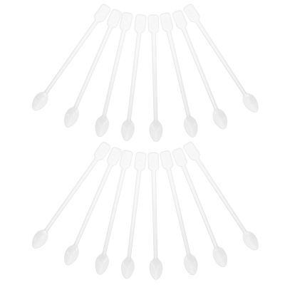 Cabilock 500pcs White Double-ended Disposable Plastic Dessert Spoons Mini Stirring Spoons for Coffee, Ice Cream, and Hot Chocolate Mixing, Lightweight Tasting Utensils for Parties and Cafes