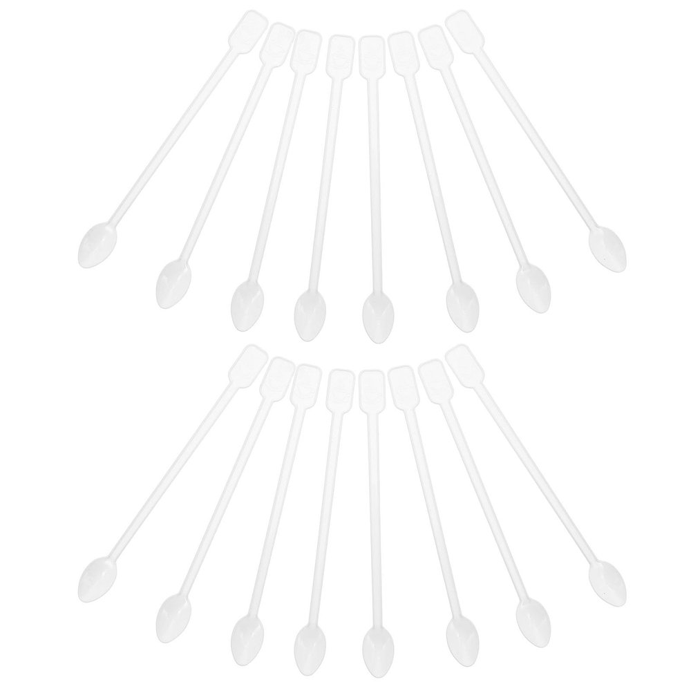 Cabilock 500pcs White Double-ended Disposable Plastic Dessert Spoons Mini Stirring Spoons for Coffee, Ice Cream, and Hot Chocolate Mixing, Lightweight Tasting Utensils for Parties and Cafes
