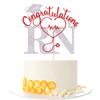 Kaoenla Congratulations RN Cake Topper, Red Silver Glitter Stethoscope Heartbeat Nurse Graduation Cake Pick, Registered Nurse Graduation Party Decorations for Nursing School Graduation view 1
