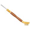 CORHAD Multi-Function Kitchen Cooktop Scraper and Stiff Bristle Brush, Stainless Steel Double-Ended Stove Cleaner, Household Scrub Tool for Gas Stove and Refrigerator Defrosting, Yellow