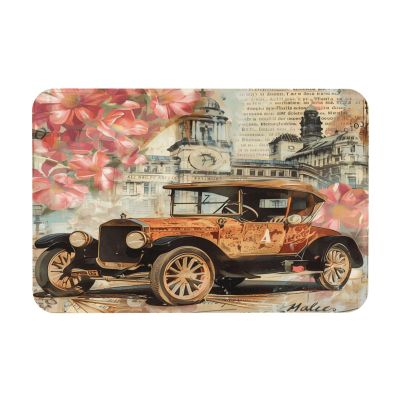Edafol Vintage Newspaper London Big Ben Absorbent Bath Mat Non Slip Washable Doormat 15.7x23.6 in Quick Dry Shower Mat Thin Floor Rug for Bathroom Kitchen Entryway