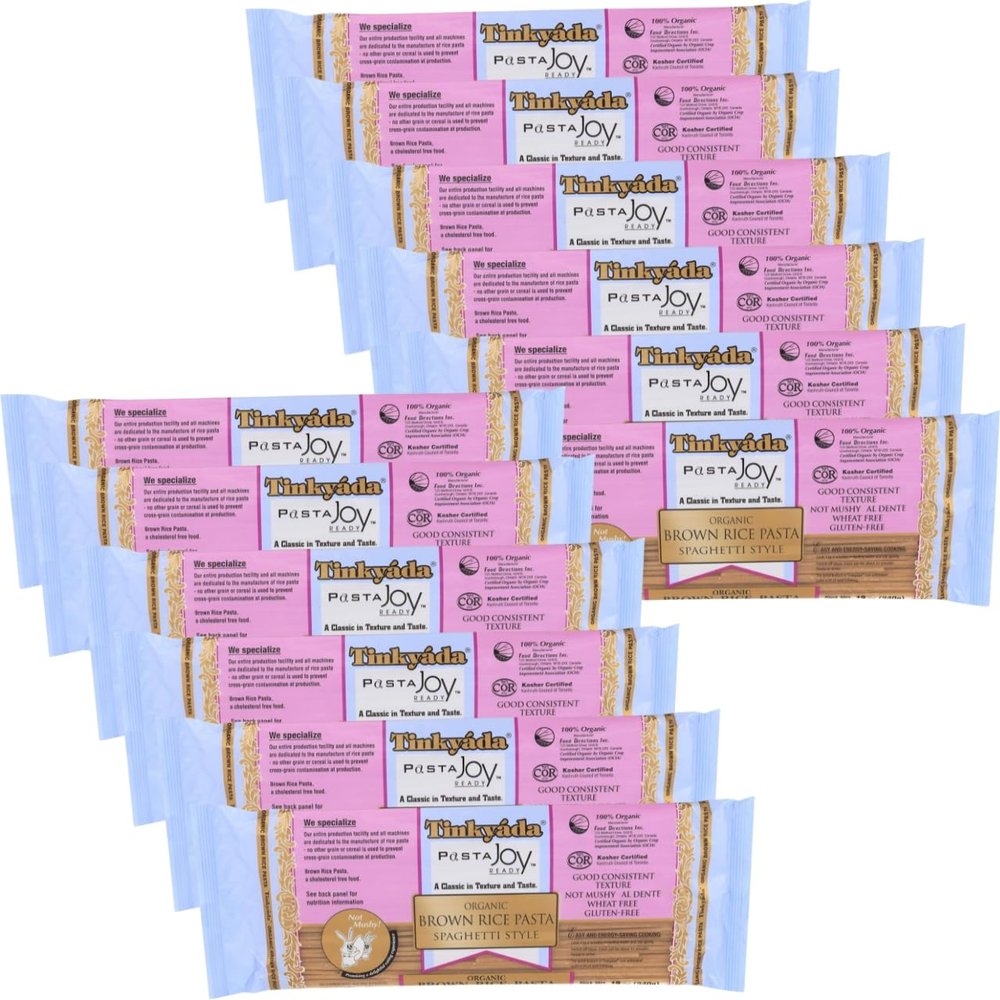 Brown Rice Spaghetti 12 oz Organic Pasta for Salad and Pantry Staples Rice Noodle Alternative Dry Spaghetti for Everyday Cooking Pack of 12
