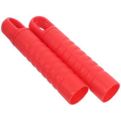 HOODANCOS 2pcs Red Non-Slip Mop Handle Grips with Hanging Hole, Replacement End Caps for 25mm Diameter Broom and Mop Rods, Household Cleaning Tool Accessories