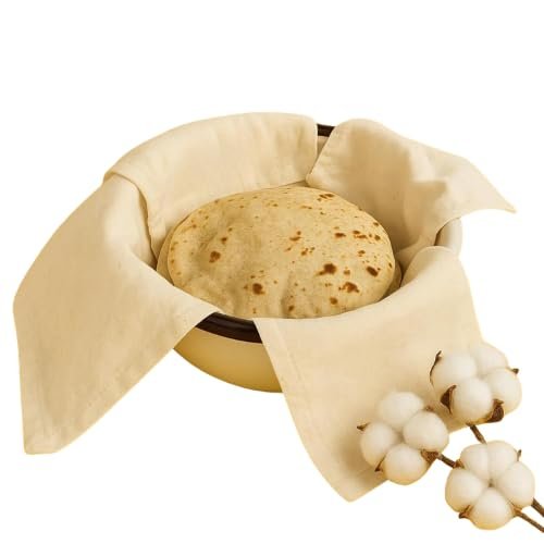 Cotton Roti Cloth Wrap with Flaps, Double Layer 300 GSM, Beige, 8x8 Inch, Pack of 3