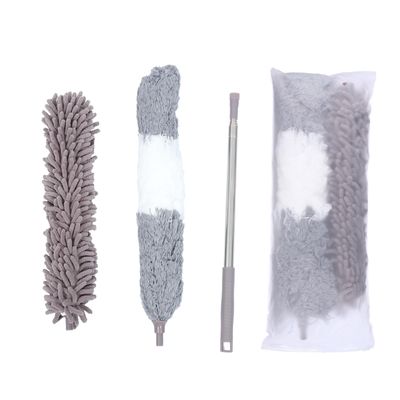 Ipetboom Double-Head Microfiber Dusting Brush Set 4pcs Telescopic Ceiling Duster Chenille Cleaning Tool for Home Dust Removal and Household Surfaces