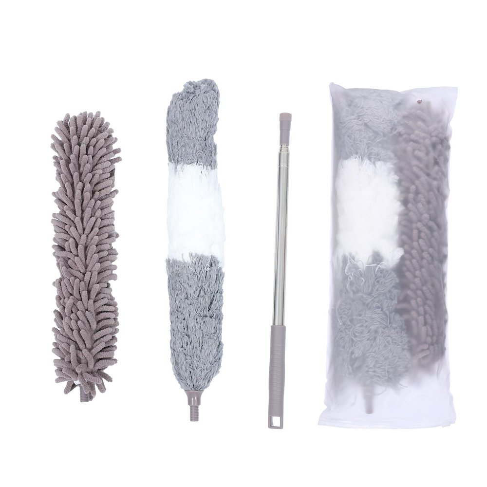 Ipetboom Double-Head Microfiber Dusting Brush Set 4pcs Telescopic Ceiling Duster Chenille Cleaning Tool for Home Dust Removal and Household Surfaces