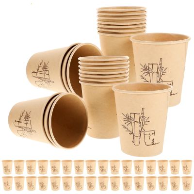 HOOWIFFY 150pcs 9oz Fiber Paper Cups Disposable Coffee Cups Thickened Sturdy Portable for Outdoor Parties and Travel
