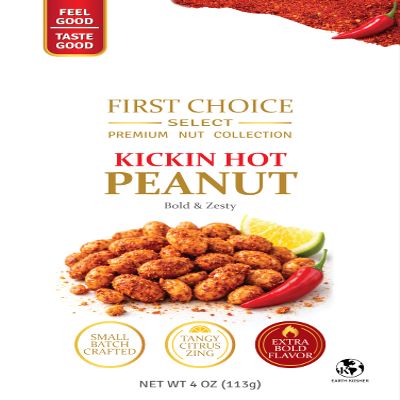 FirstChoiceCandy Kickin Hot Peanuts, Bold & Zesty Chili Lime Flavor, Small Batch Crafted, Kosher, 4 oz Resealable Bag (6)