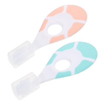 DOITOOL Toothbrushes and Silicone Toothbrushes 2pcs Set Soft Bristles Mint Green and Pink for Ages 0-10, Gentle Oral Care Training Brush and Teeth Cleaning Random Color