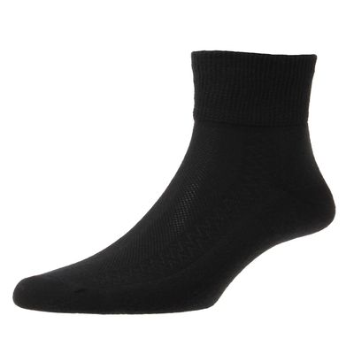 1 Pair HJ Cotton Diabetic Low-Rise Socks HJ1361 Black 4-7