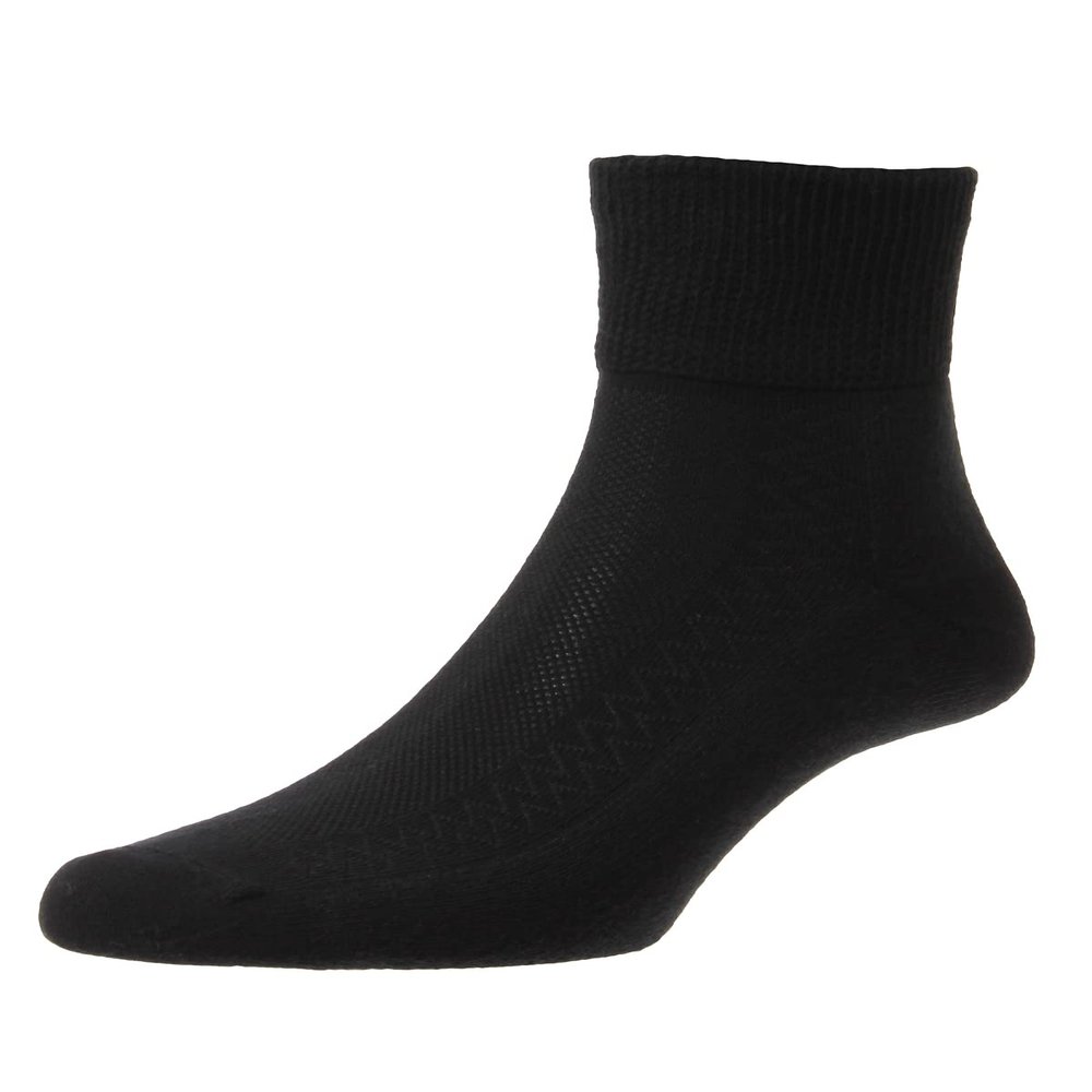 1 Pair HJ Cotton Diabetic Low-Rise Socks HJ1361 Black 4-7