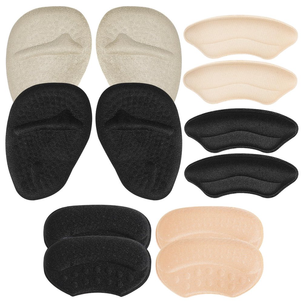 Operitacx Heel Inserts and Cushions Set for Women Gel and Sponge Half Size Shoe Pads Anti-Slip Heel Protectors for High Foot Comfort and Shoe Fit Adjustment