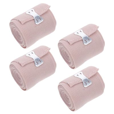 DOITOOL 4pcs Skin Tone Elastic Bandage Wraps with Clip Closure, High Elasticity Knee and Leg Compression Support for Sports Injury and Muscle Sprains