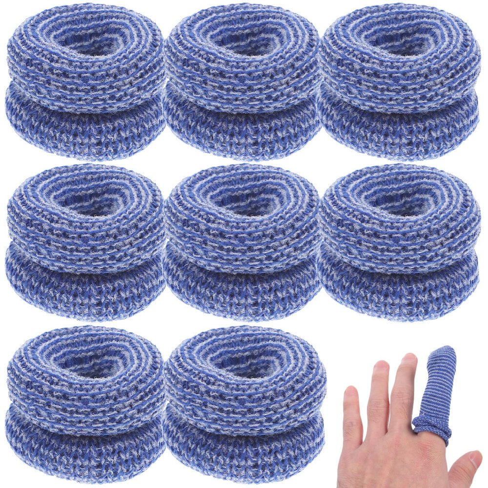 OSOLADY 20 Pcs Reusable Blue Finger Sleeves Finger Covers Wear-Resistant Soft Tubular Protectors for Sports DIY and Household Use
