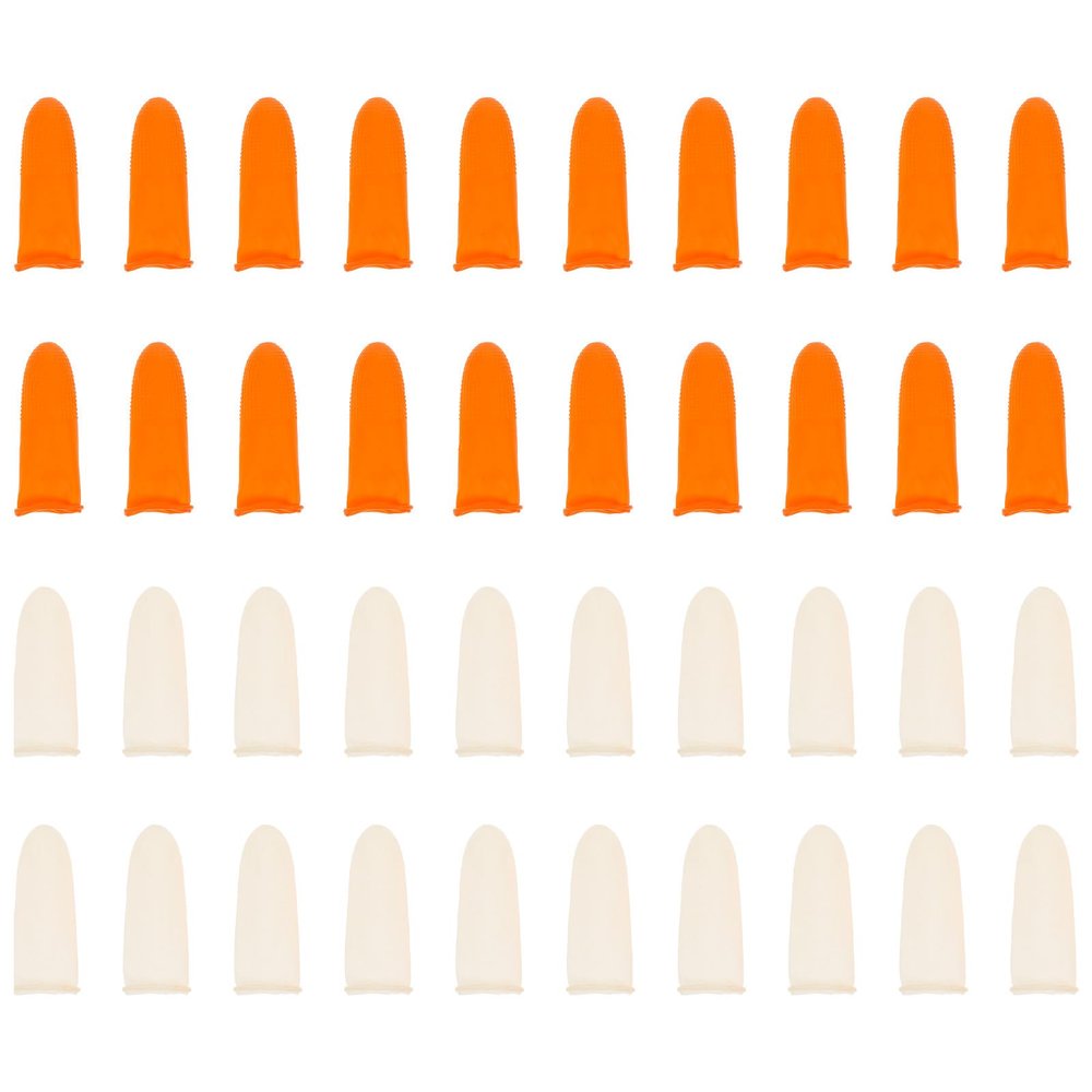 WOONEKY 200pcs Non-Slip Wear-Resistant Protectors for Money Counting and Agricultural Labor Anti-Skid Thickened Sleeves in Orange and White