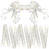 ERINGOGO 100pcs White 4.5cm Pull Bows with Gold Edge Ribbon, Small Decorative Pull String Bows for Wedding Basket and Present Wrapping view 1