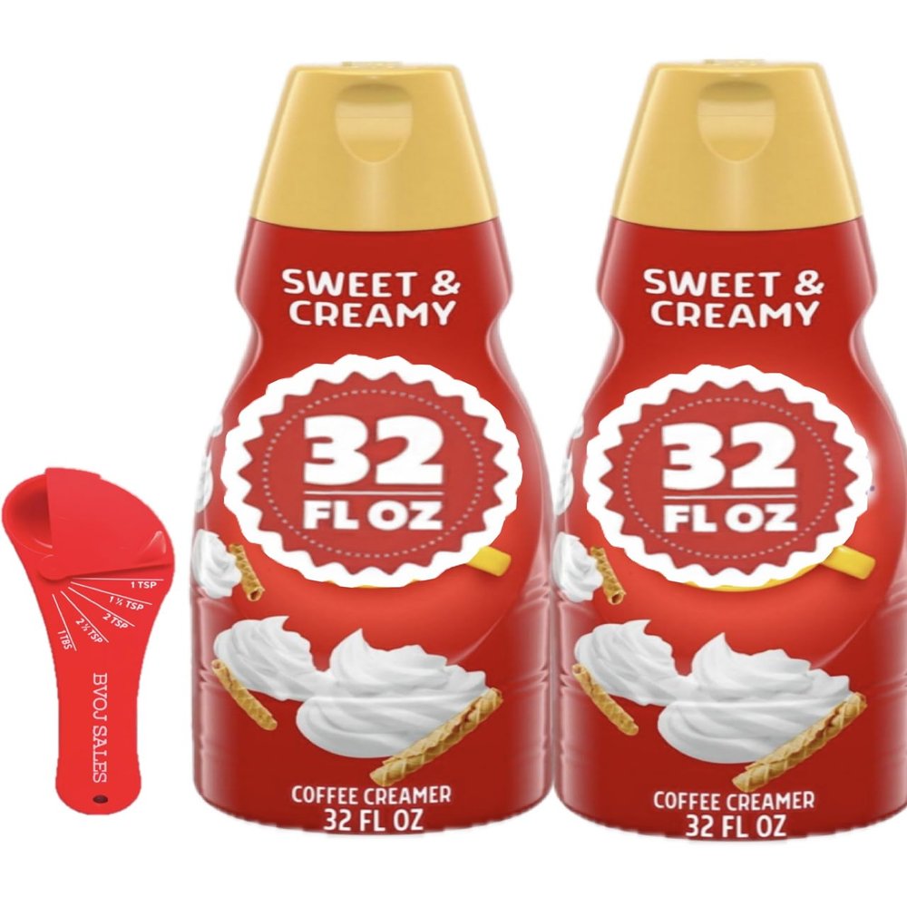 International-Delight Sweet and Creamy Coffee Creamer, 32 fl oz Two (2) Non-Dairy Liquid Bottles, with Measuring Spoon