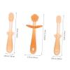 BCOATH Silicone Toothbrush 3pcs with Tongue Cleaner Soft Bristles Oral Care for Newborns Mouth Cleaning Tool in Warm Orange view 2