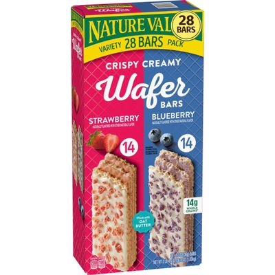 Natures-Valley Crispy Creamy Wafer Bars Variety Pack, Strawberry & Blueberry, Bulk Pack (28 Bars), 36.4 oz