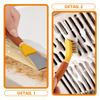 KICHOUSE Multi-Function Kitchen Cleaning Brush with Double-Head Stainless Steel Scraper, Stiff Bristle Griddle and Stove Cleaner Tool for Cooktop and Refrigerator Defrosting, Yellow view 3