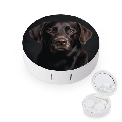 BGAXCHT Black Lab Dog Contact Lens Case - Durable Leakproof Light Convenient,Cute Colored Contact Lenses Applicator Removal Tool Kit,Contact Lens Box for Storage,Travel,Daily Home Use