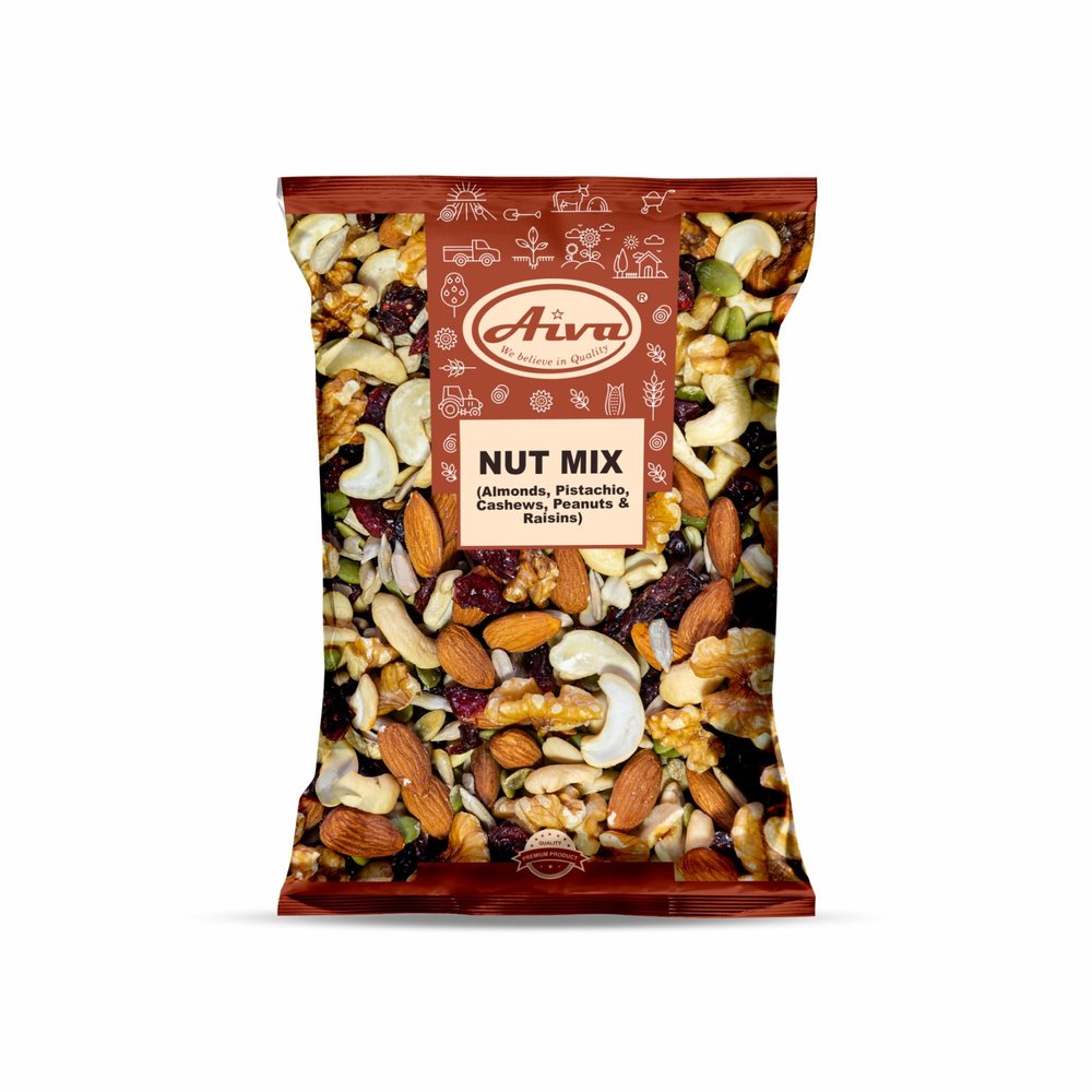 Aiva Raw Nut Mix Prasad | Mixed Nuts Assortment | Peanuts, Almonds, Pistachios, Cashews, Raisins Blend | Ready to Eat Snack (7 oz (200g))
