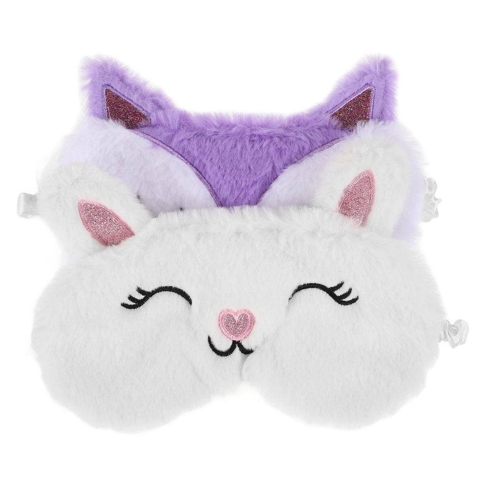 Alipis Plush Fox and Rabbit Sleeping Mask 2pcs Set, Soft Cartoon Animal Eye Masks and Teens, Lightweight Blindfold Sleep Cover for Travel and Night Use