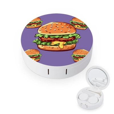 BGAXCHT Cartoon Hamburger Contact Lens Case - Durable Leakproof Light Convenient,Cute Colored Contact Lenses Applicator Removal Tool Kit,Contact Lens Box for Storage,Travel,Daily Home Use