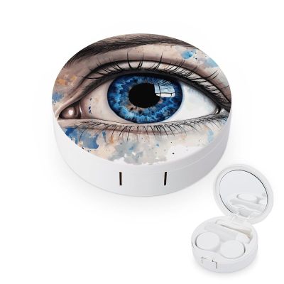 BGAXCHT Blue Eye Contact Lens Case - Durable Leakproof Light Convenient,Cute Colored Contact Lenses Applicator Removal Tool Kit,Contact Lens Box for Storage,Travel,Daily Home Use
