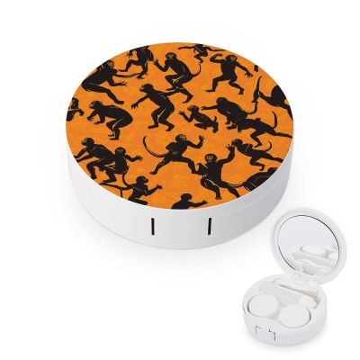 BGAXCHT Black Gibbon Monkey Contact Lens Case - Durable Leakproof Light Convenient,Cute Colored Contact Lenses Applicator Removal Tool Kit,Contact Lens Box for Storage,Travel,Daily Home Use