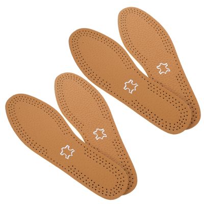 GETAJGHSD 2 Pairs Breathable Sweat-Absorbing Leather Shoe Insoles for Men and Women, Shock Absorption Cushion Pads for Running, Work, and Travel Shoes, Size 39/40
