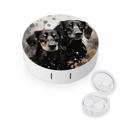 BGAXCHT Black Dachshund Contact Lens Case - Durable Leakproof Light Convenient,Cute Colored Contact Lenses Applicator Removal Tool Kit,Contact Lens Box for Storage,Travel,Daily Home Use